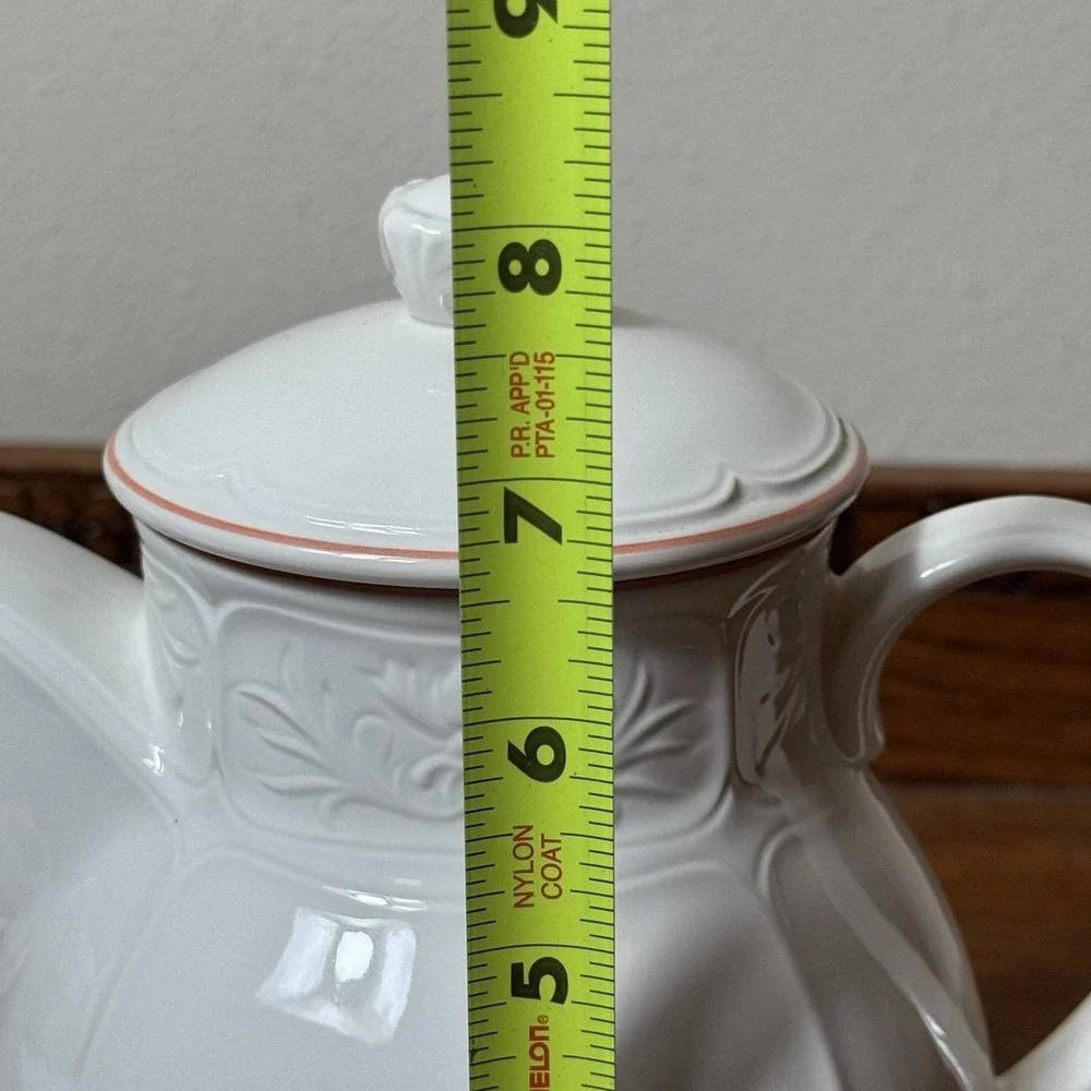 Villeroy & Boch Cortina White Porcelain Coffee Pot Teapot Pink Trim Luxembourg